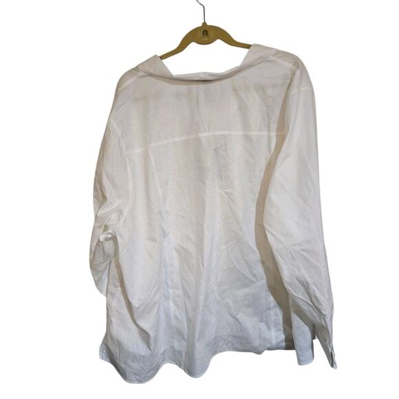 NWT Catherines Non Iron Button Front Blouse Solid Classic Bling Buttons 4X - Picture 2 of 4